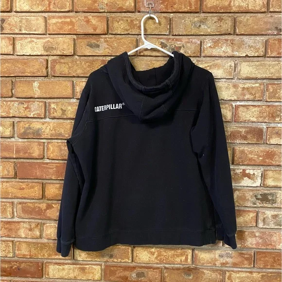CAT black pullover workwear hoodie sz XL Caterpillar (is pilling)see description - Picture 6 of 7
